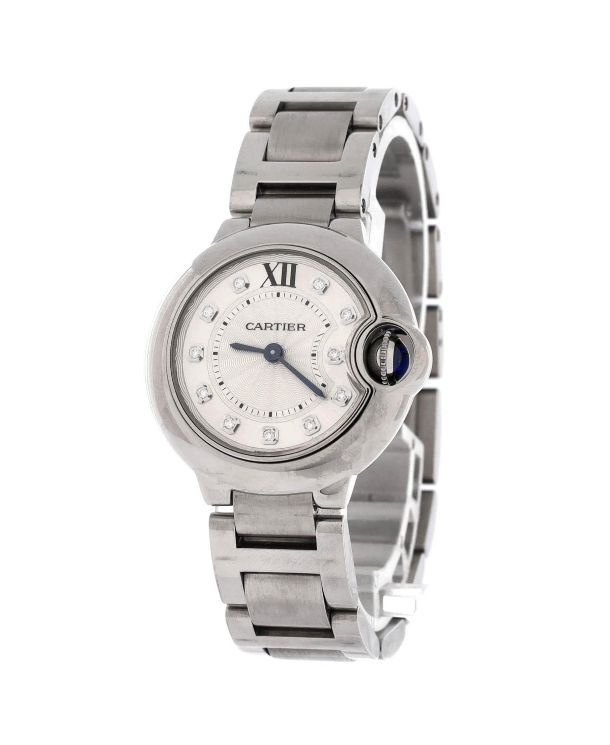 Pre-Owned Cartier Ballon Bleu de Cartier Quartz Watch in Stainless Steel with Diamond Markers 28mm
