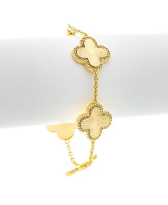 18K Gold Plated Five Station Flower Bracelet