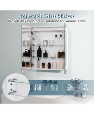 23.5 x 27.5 Inch Bathroom Medicine Cabinet w/ Mirror LED Lighted Mirror Cabinet