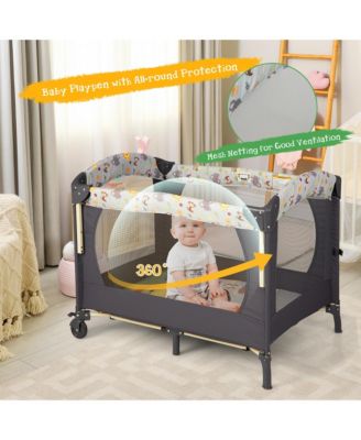Baby Bedside Sleeper Portable Baby Bassinet 4-in-1 Rolling Bassinet