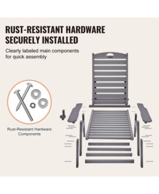 Outdoor Chaise Lounge Chair with 6-Position Adjustable Reclining Bench