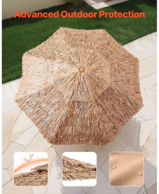 Two Tier Tiki Thatched Patio Umbrella for Pool Garden or Beach Shade