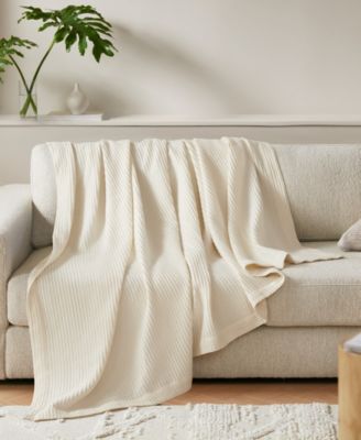 Madison Park Waffle Weave Cotton Blanket, Full/Queen - Ivory, Full/Queen