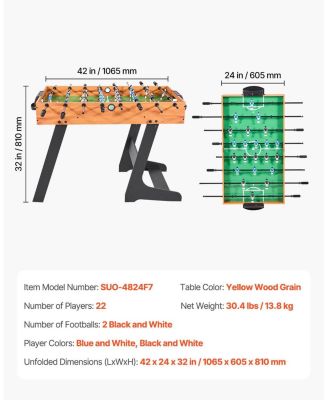 Folding Foosball Soccer Game Table Standard Size for Indoor Home Play