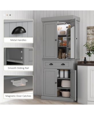 Tall Kitchen Storage Cabinet with Doors and Shelves for Pantry and Dining Room