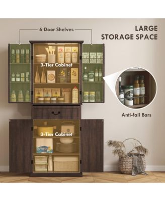 Stylish Kitchen Storage Cabinet with Ample Shelves for Pantry and Dining Room Storage