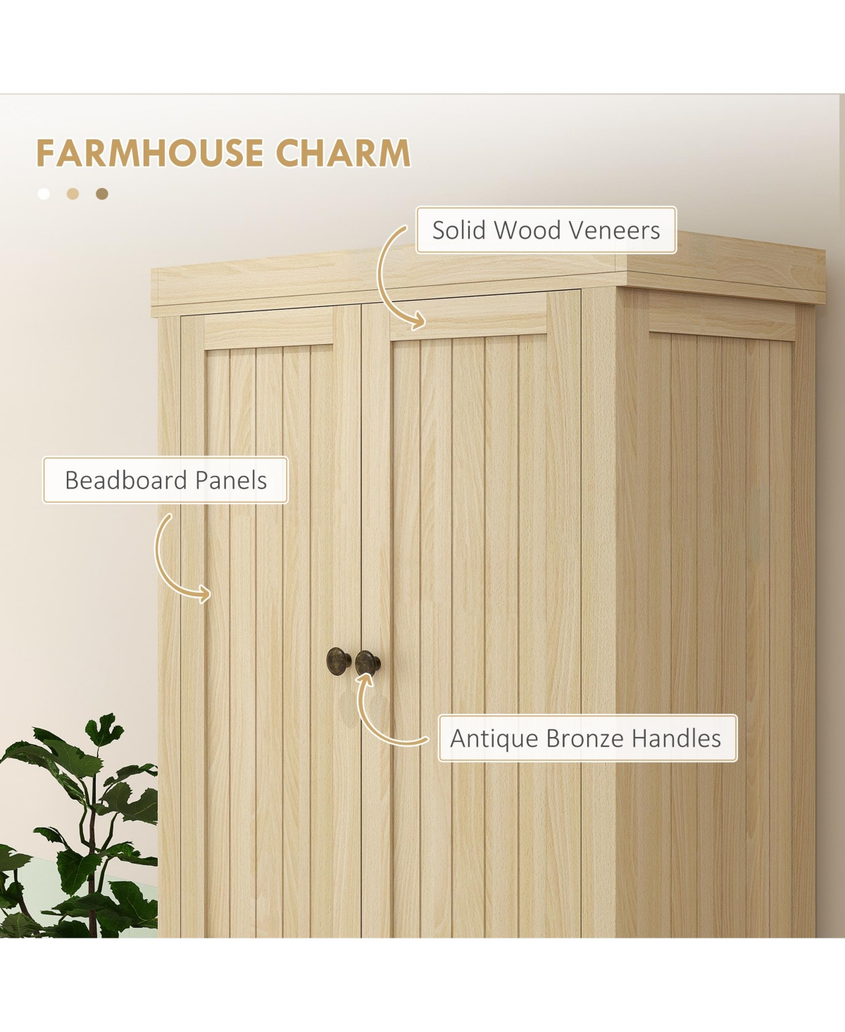 Slickblue Stylish Wooden Kitchen Storage Cabinet with Adjustable Shelves for Pantry Organization