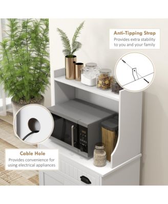 Contemporary Wooden Kitchen Storage Cabinet with Adjustable Shelves for Pantry Storage