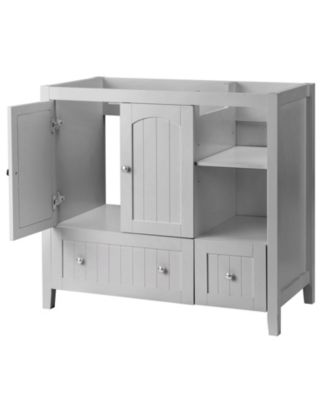 35.4"W MDF 2 Drawers & Double Doors Lacquered Bathroom Vanity Cabinet
