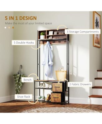 Shoe Storage Cabinet and Hall Tree Combo for Organized Entryway and Shoes