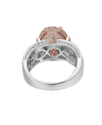 Suzy Levian Two-Tone Sterling Silver Oval Cut Center Topaz Cocktail Milano Ring