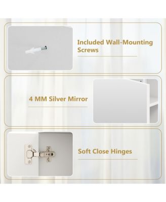 25" Engineered Wood, Silver Mirror Wall Mounted Storage Organizer w/ Single Mirror Door Bathroom Medicine Cabinet