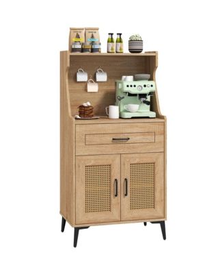 2PCS Coffee Bar Cabinet w/Pegboard Storage Drawer & Shelf Buffet Sideboard