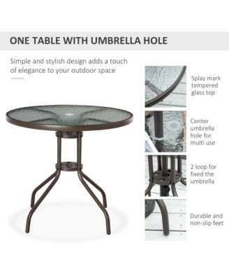 6 Piece Fabric Patio Dining Set for 4 with Umbrella,