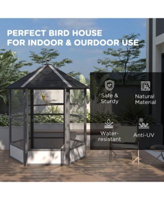 69" Large Wooden Hexagonal with Cove Roof, Light