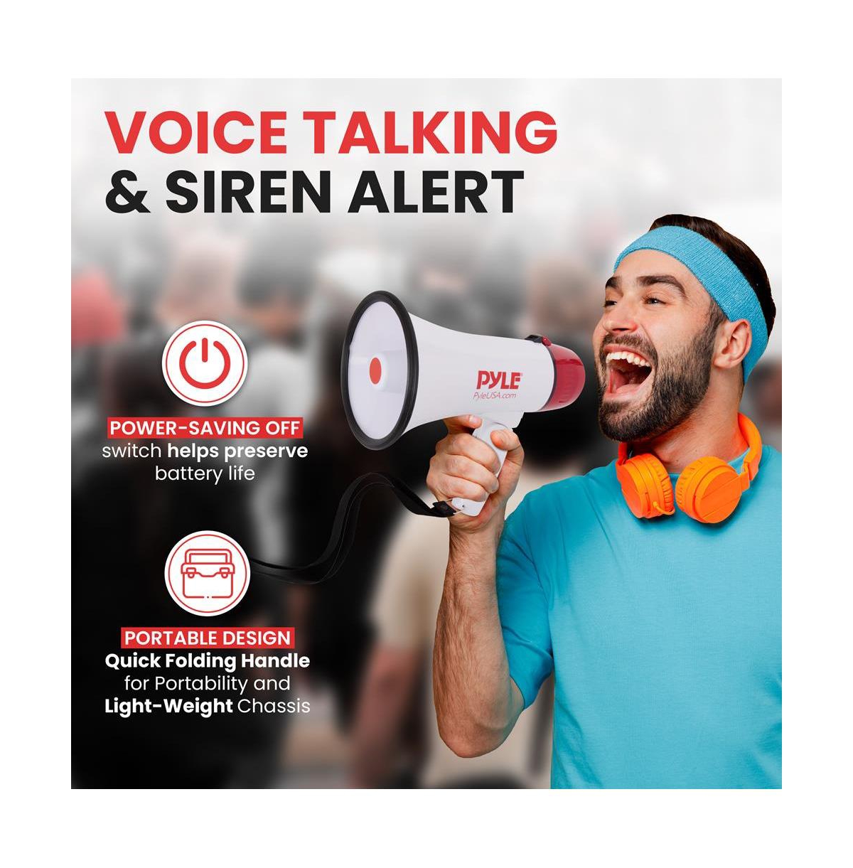 Compact Megaphone Speaker, Battery Operated, Siren Alarm Mode, Volume Control