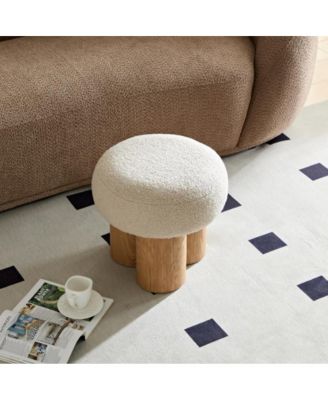 Modern Mushroom Ottoman with Wool Cushion, Footstool, Upholstered Seat for Living Room or Bedroom-The Pop Home