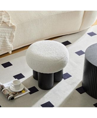 Modern Mushroom Ottoman with Wool Cushion, Footstool, Upholstered Seat for Living Room or Bedroom-The Pop Home