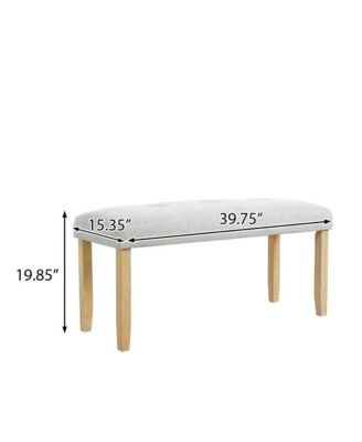 Linen Tufted Upholstered Bench with Padded Seat and Wood Legs for Entryway or Bedroom