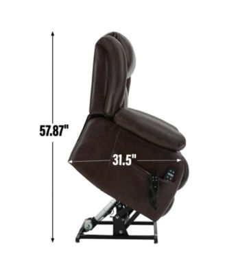 Genuine Leather Power Lift Recliner for Seniors, Dual Motor Chair with 8-Point Massage, Heat & Infinite Position