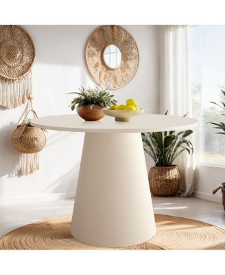 3 Pc. Wood Boucle Upholstered Removable Slipcover Pedestal Base Round Table Dining Room Set