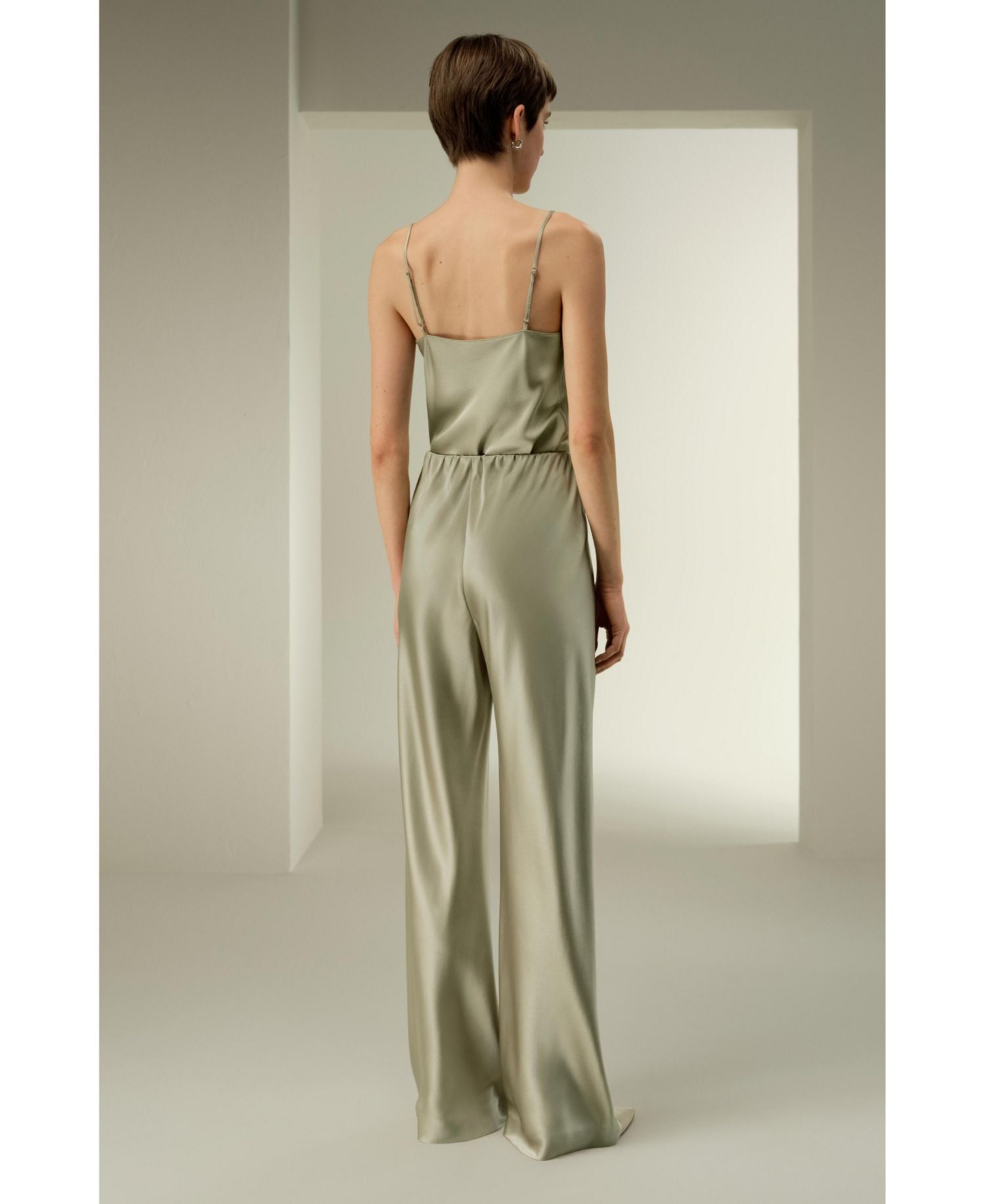 Women's Straight-Leg Silk Satin Pants