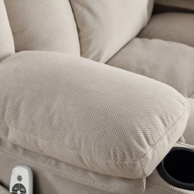 Swinging Recliner Massage Heated Sofa with USB and 2 Cup Holders