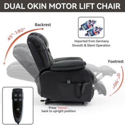 Electric Medium size Genuine Leather Power Lift Recliner Chair with 8-Point Vibration Massage and Lumbar Heating