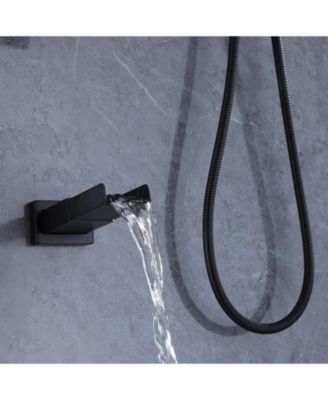 Waterfall Spout Single Handle 3-Spray Square High Pressure Tub and Shower Faucet in (Valve Included