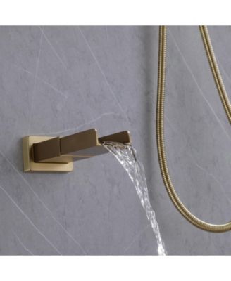 Waterfall Spout Single Handle 3-Spray Square High Pressure Tub and Shower Faucet in (Valve Included