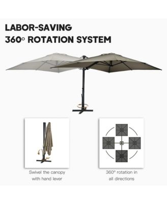 10x13 ft. 360° Rotation Square Cantilever Patio Umbrella with LED Light