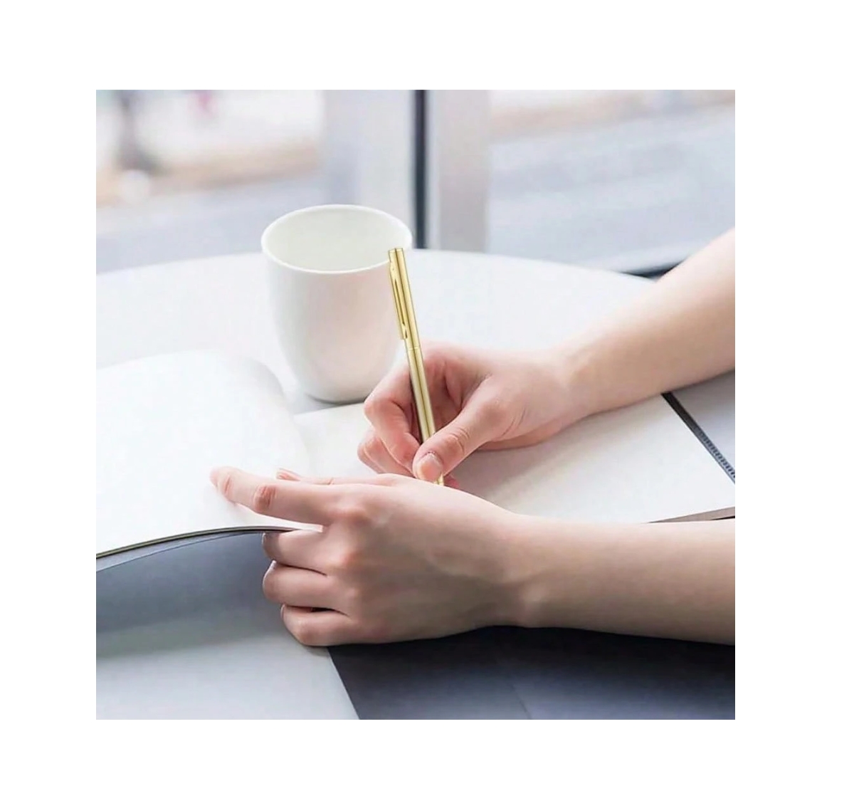 Htutwoo Gold Slim Ballpoint Pens Black Ink Medium Point(1 Mm), Nice Gift For Wedding Business Office Students Teachers Christmas 12pcs