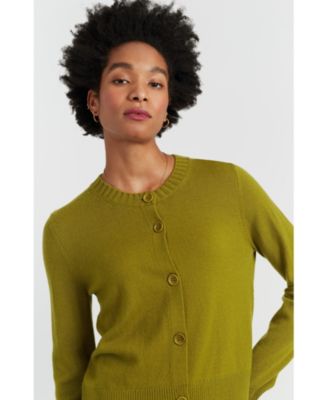 Women's Wool Cashmere Blend Crew Neck Cropped Cardigan