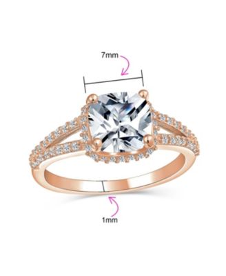 Classic 3CT  CZ Solitaire Square Cushion Cut Promise Ring With Split Shank Thin Band .925 Sterling Silver