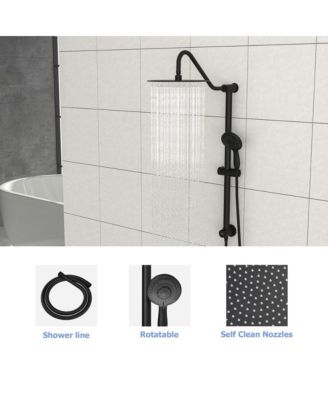 10 Inch Shower System with 5 Function Rain Hand Shower, 26.3" Slide Bar Shower Head Combo, Matte Black