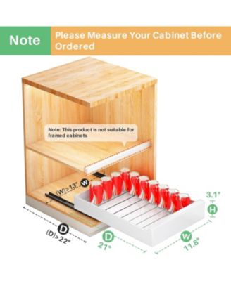 Pull out Cabinet Organizer, 21"Deep, 11.8"Wide Full-Extension Heavy Duty Slide out Drawers with Nano Adhesive, Roll Out Shelves Sliding Cabinet for Kitchen, Bathroom, Pantry,Under Sink Storage(White)