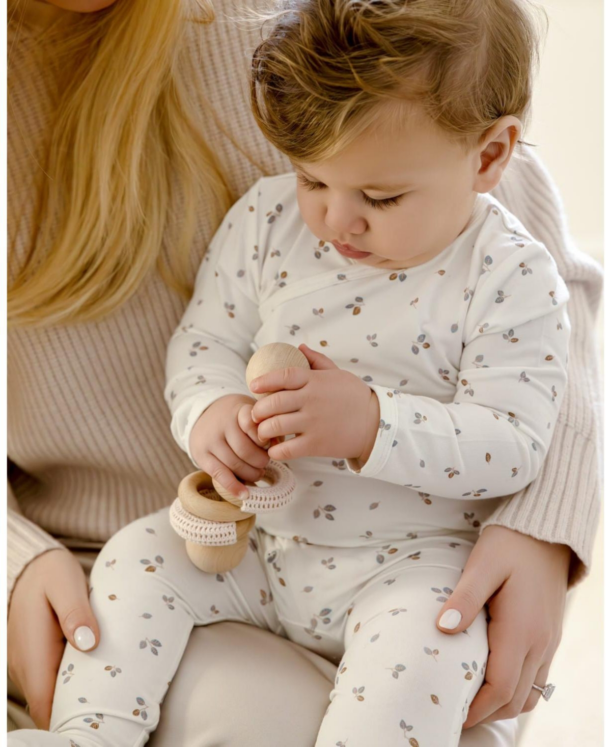 MeMoi Baby Boys "Blue Foliage" Crossover Collar Footie