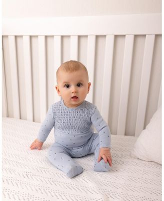 Baby and Toddler Boys "Blueberries" Smocked 100% Cotton Footie