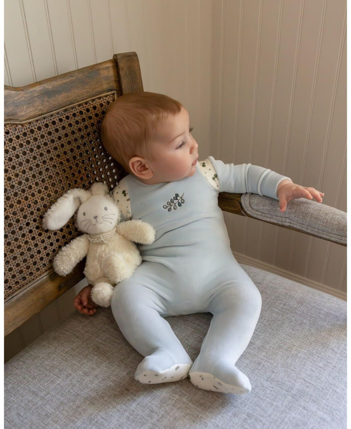 MeMoi Baby Boys "Whimsical Foliage" Velour Footie