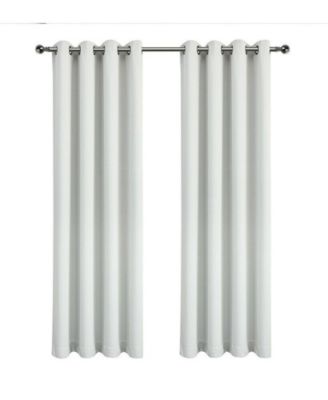 2 Piece Solid Colored Room Darkening Grommet Top Thermal Window Curtain Panels - 50" x 45" - Light Beige