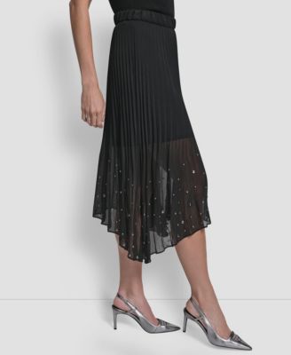 Women's Pleat Detail Pull On Midi Skirt