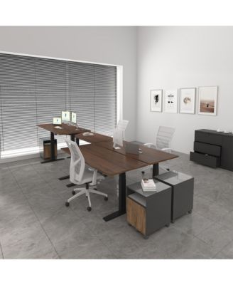 E7-COMMERCIAL 72  W Electric Adjustable Standing Desk, Black Walnut Top, Black Base