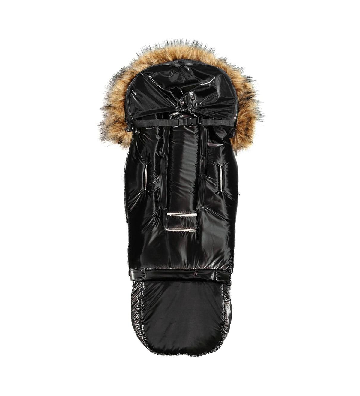 Cover Baby Baby Cover 0-3 Years Organic Premium Beige Wool Adjustable Footmuff in Satin Black