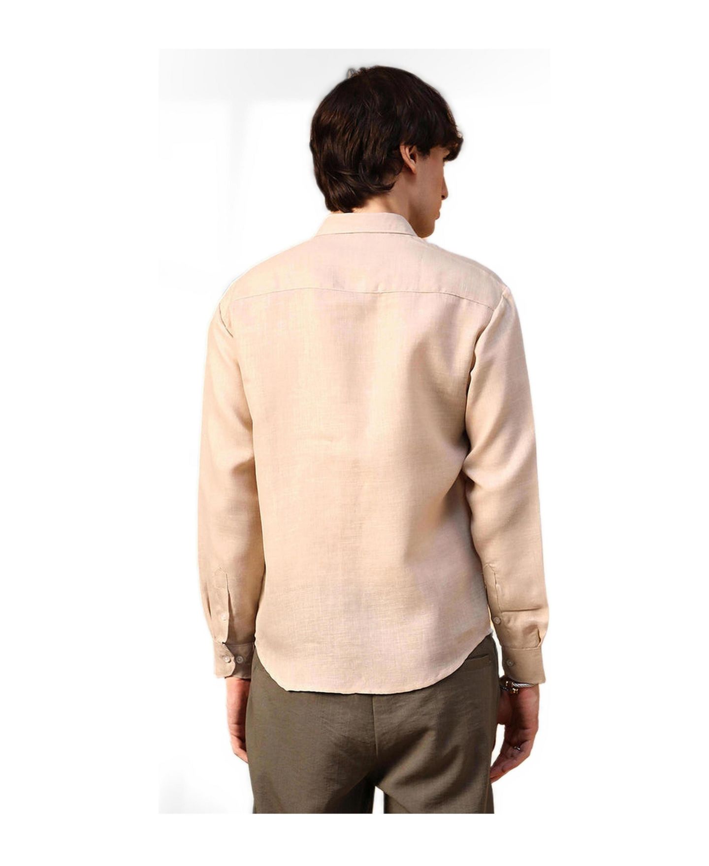 Мужская рубашка Cahoot Campus Sutra Khaki Beige Solid Utility, цвет: Бежевый — фото 2