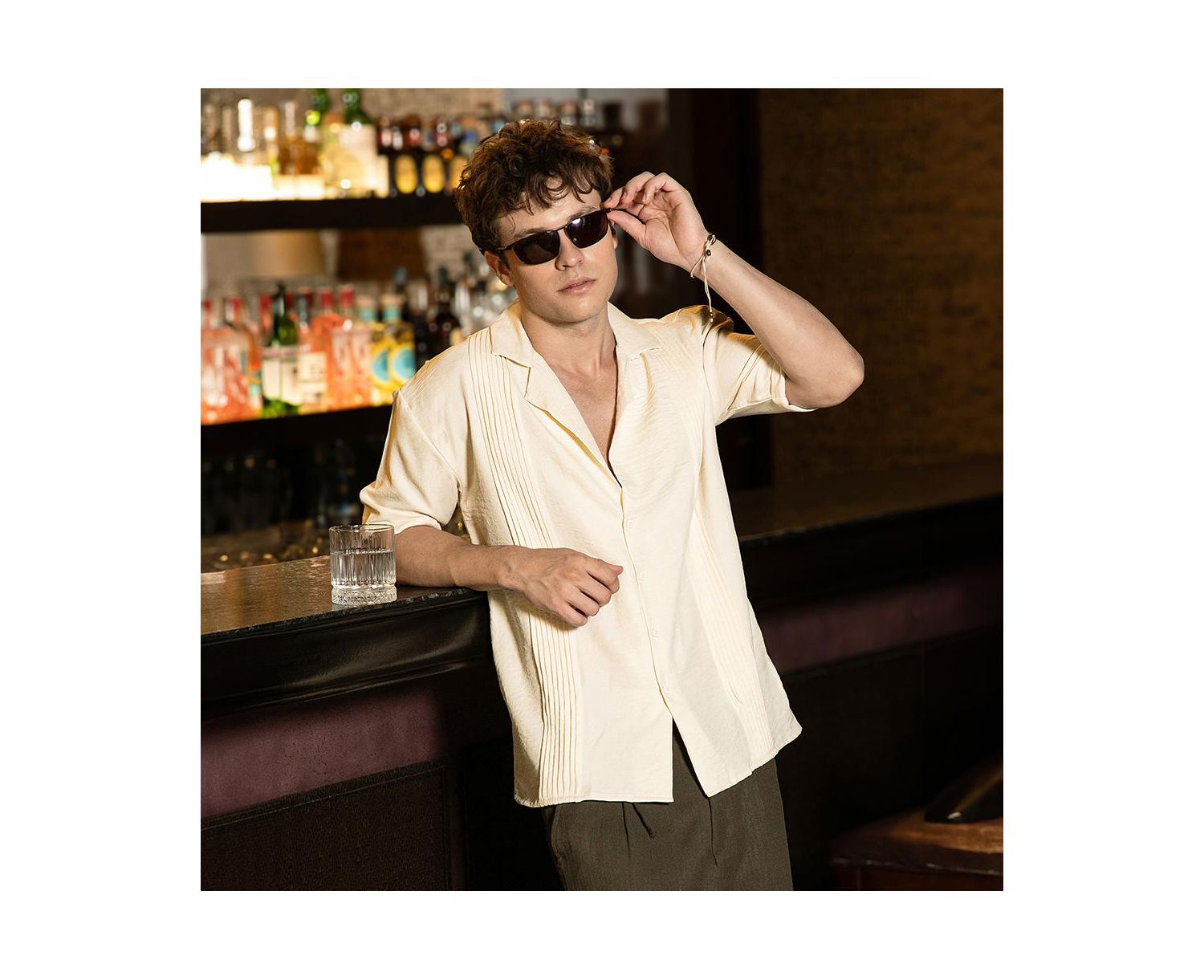 Men's Pleat-Block Oversized Shirt