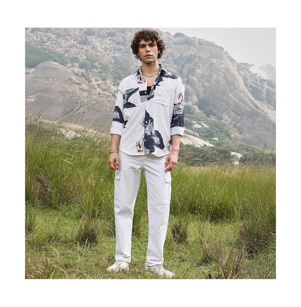 Campus Sutra Ethereal Strokes Oversized Shirt