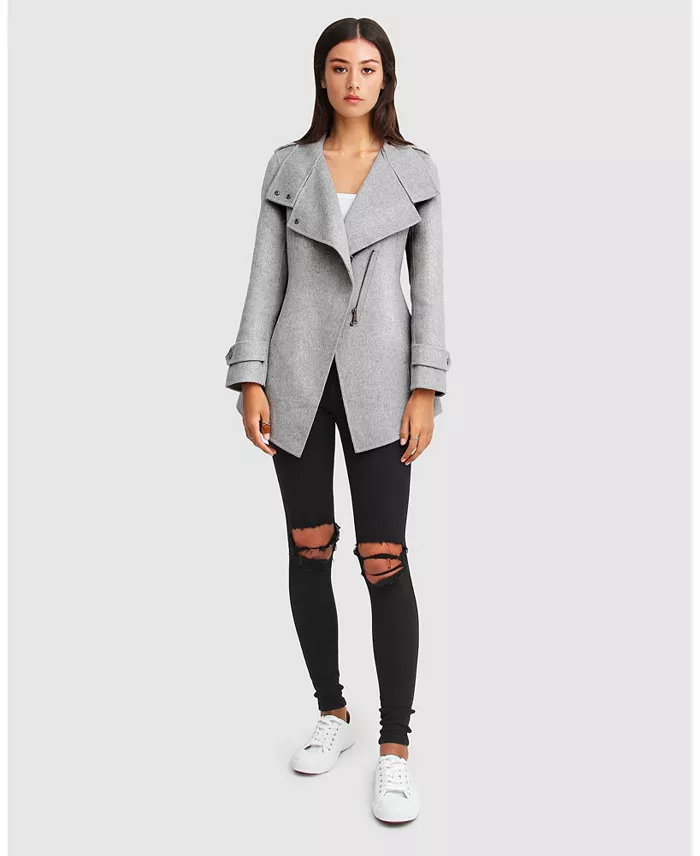 Women's Bad Girl Wool Blend Moto Coat - thumbnail 10
