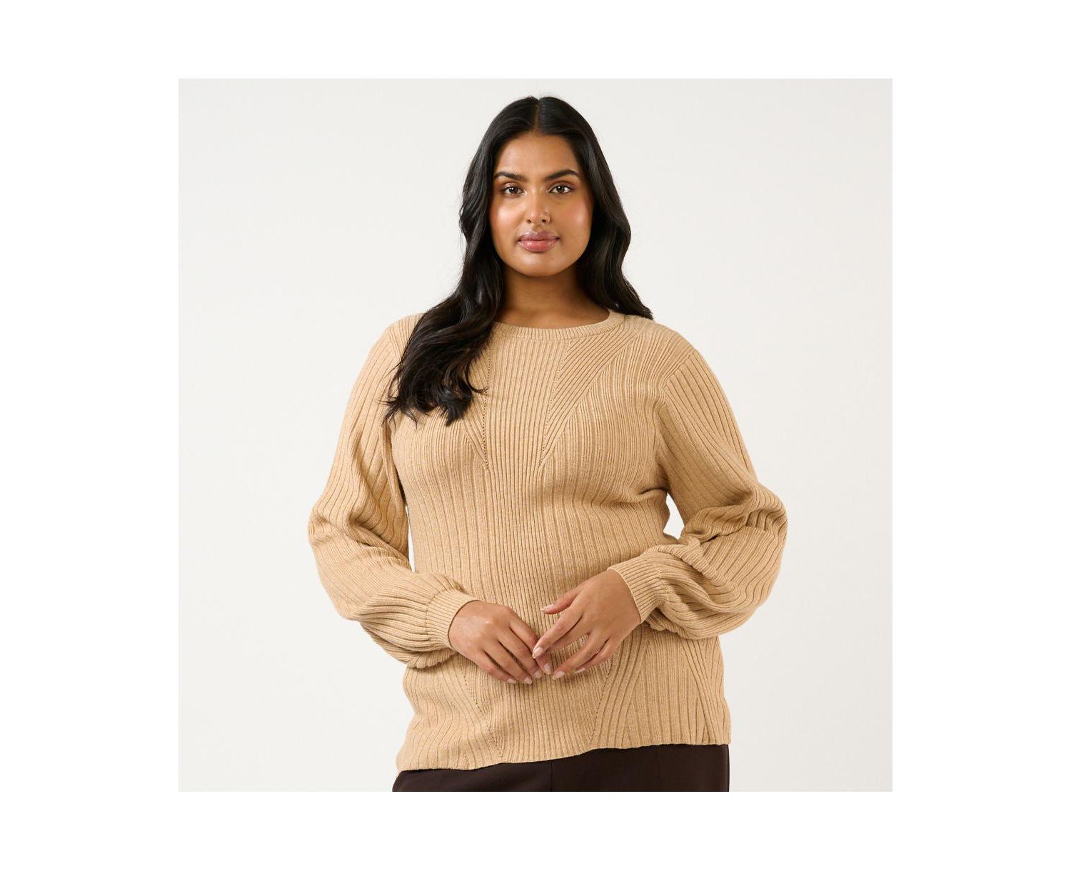 Plus Size Remi Ribbed Crew Neck Sweater Knit