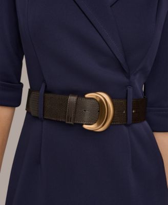 Women's 3/4-Sleeve Belted Sheath Dress