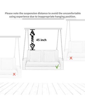 2-Person Wicker Hanging Porch Swing with Cushion